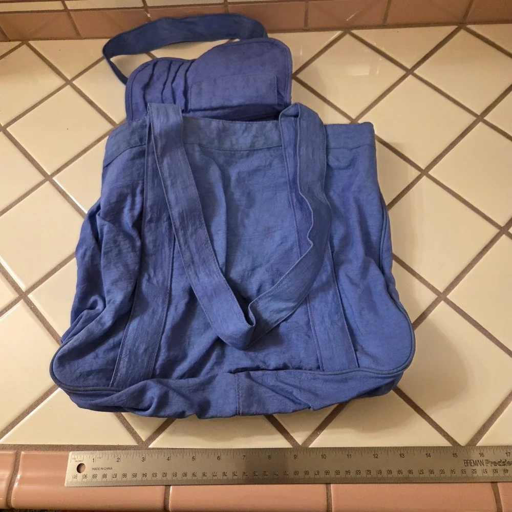 Mondo Blue Nylon Convertible Tote Backpack Multi Pocket Y2K Gorpcore Bag